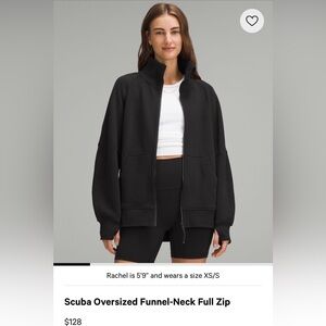 Black Scuba Oversized Funnel-Neck Full Zip Jacket lululemon size S